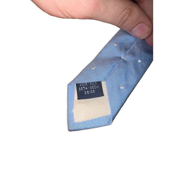 Breuer Blue & White Polkadot 100% Silk Handmade in Italy Neck Tie - Picture 6 of 7
